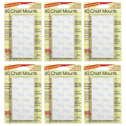 Chart Mounts, 1" x 1", 40 Per Pack, 6 Packs