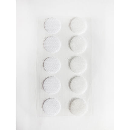 Self-Sticking Hook 'N Loop Dots 5/8", White, 10 Sets