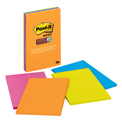 Super Sticky Notes, 4 x 6, 4 Pads/Pack