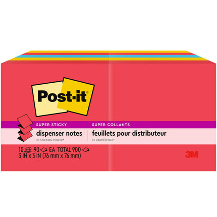 Super Sticky Dispenser Pop-up Notes, 3 in x 3 in, 10 Pads