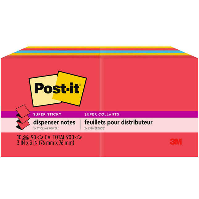 Super Sticky Dispenser Pop-up Notes, 3 in x 3 in, 10 Pads