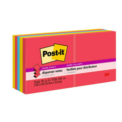 Super Sticky Dispenser Pop-up Notes, 3 in x 3 in, 10 Pads