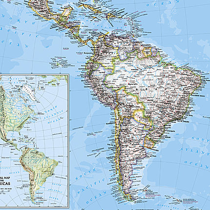 The Americas Classic Map, Laminated