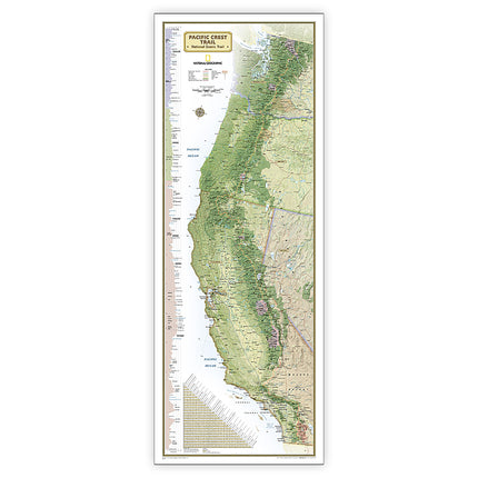 Pacific Crest Trail Map, In Gift Box, 18" x 48"