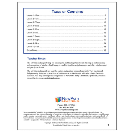 Numbers 1-10 Student Activity Guide