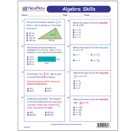Algebra Skills Visual Learning Guides™ Set