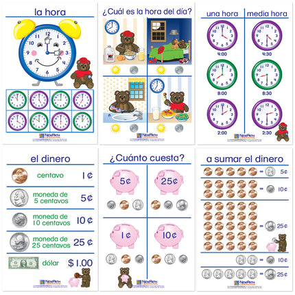 Time & Money Bulletin Board Charts, Spanish Edition