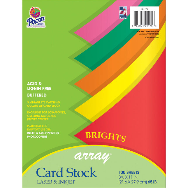 Bright Card Stock, 5 Assorted Colors
