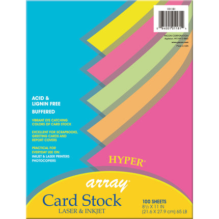 Hyper Card Stock, 5 Assorted Colors