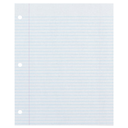 Recycled Filler Paper, White, 3-Hole Punched, 9/32" Ruled w/ Margin 8-1/2" x 11", 500 Sheets