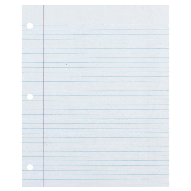 Recycled Filler Paper, White, 3-Hole Punched, 9/32" Ruled w/ Margin 8-1/2" x 11", 500 Sheets