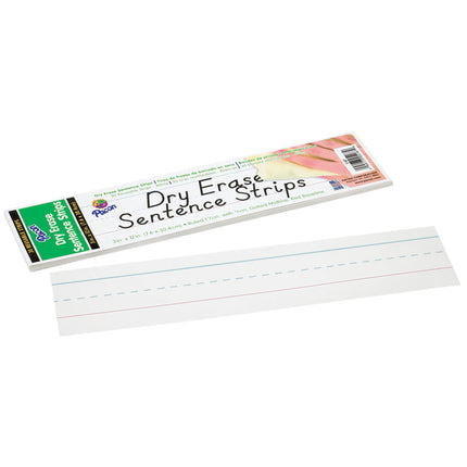 Dry Erase Sentence Strips, White, Ruled, 30 Strips