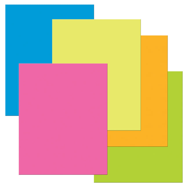 Premium Coated Poster Board, 5 Assorted Neon Colors, 22x28