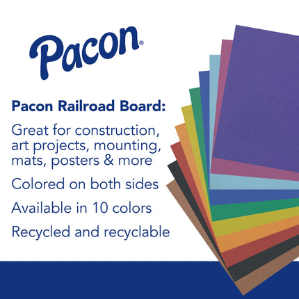 Railroad Board 4-Ply, 10 Assorted Colors, 22x28