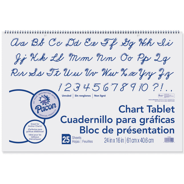 Chart Tablet, Cursive Cover, Unruled 24" x 16", 25 Sheets
