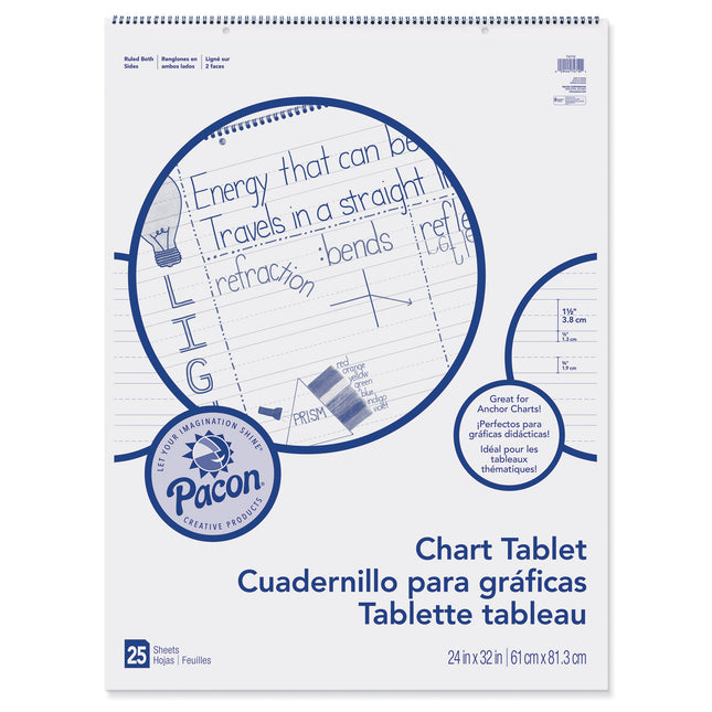 Chart Tablet, Manuscript Cover, 1-1/2" Ruled, 24" x 32", 25 Sheets