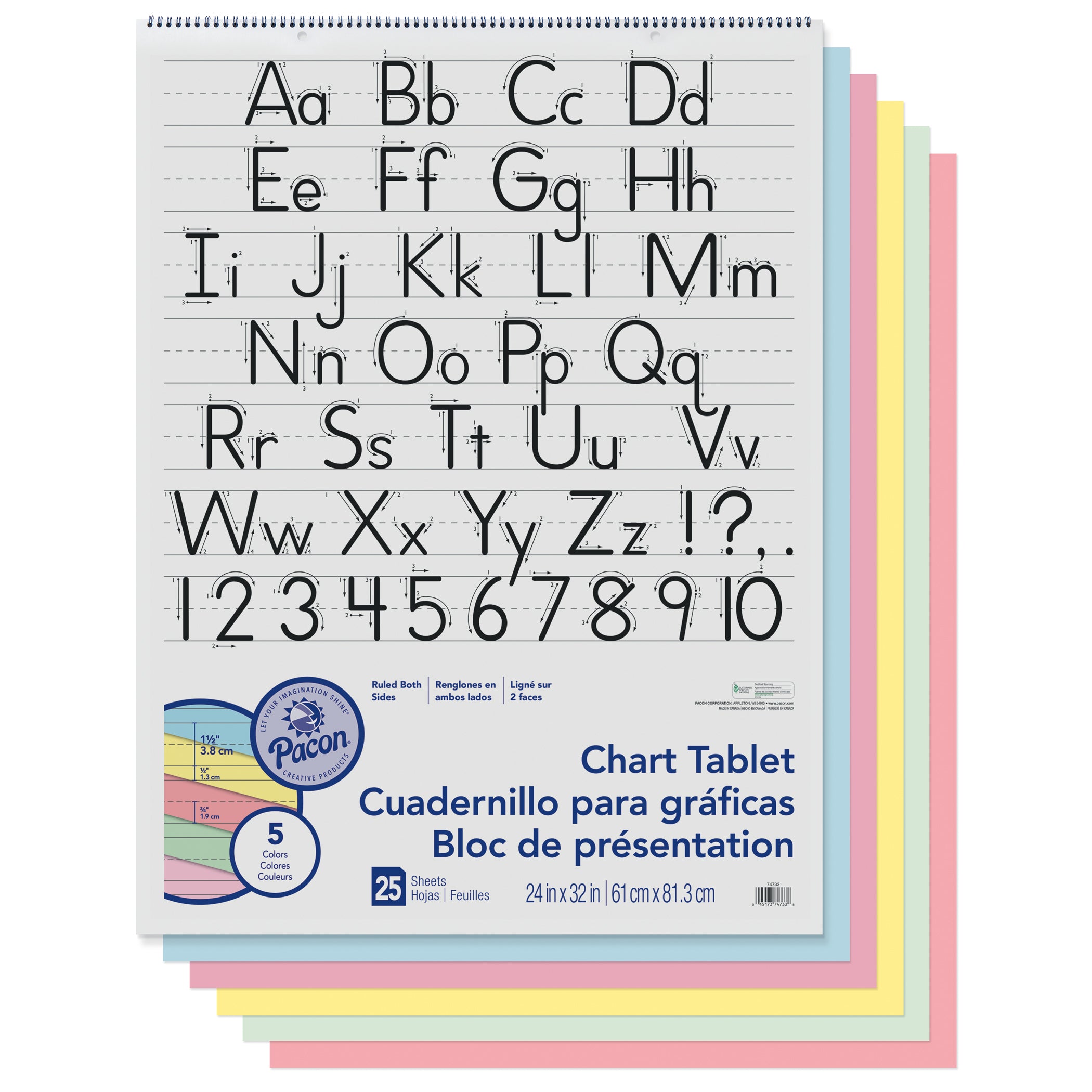 Lab Colored Chart Paper Colored Paper Chart Tablet, Manuscript Cover, 5 Assorted Colors, 1-1/2 ...
