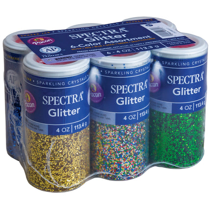 Spectra Glitter Sparkling Crystals, 6 Assorted Colors, 6 Jars