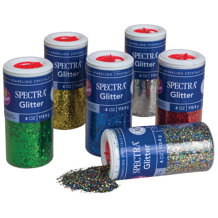 Spectra Glitter Sparkling Crystals, 6 Assorted Colors, 6 Jars