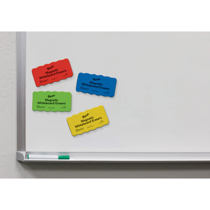Magnetic Chalk & Whiteboard Eraser, 4 Assorted Colors, 2-1/4" x 4-1/4", 4 Erasers