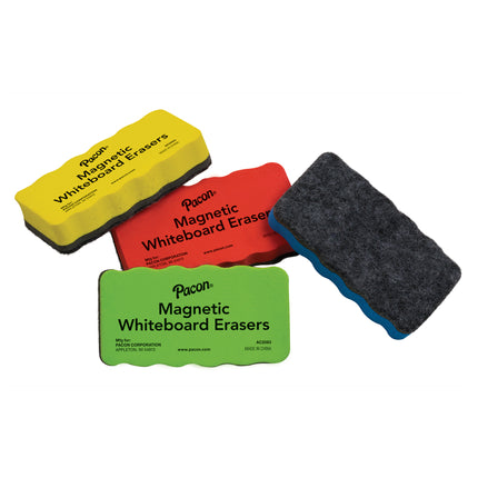 Magnetic Chalk & Whiteboard Eraser, 4 Assorted Colors, 2-1/4" x 4-1/4", 4 Erasers