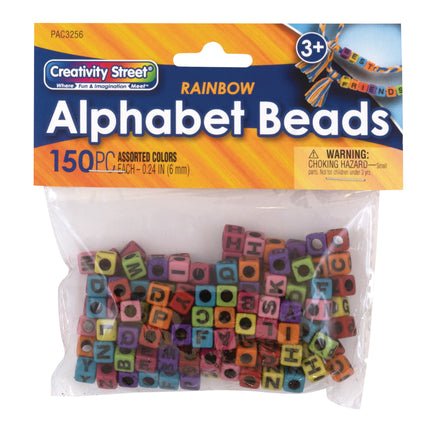 Alphabet Beads, Assorted Rainbow Colors, 150 Count