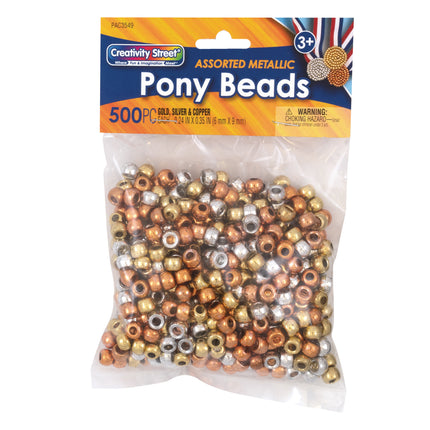 Pony Beads, Gold, Silver & Copper, 500 Count