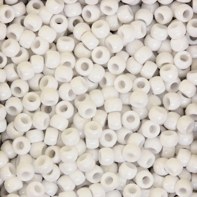 Pony Beads, White, 1000 Pieces