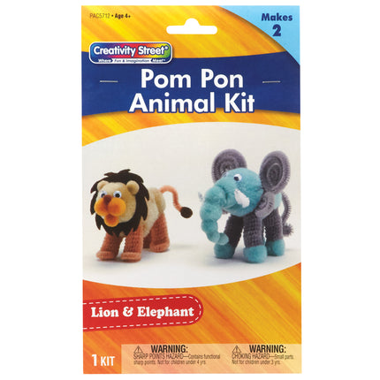 Pom Pon Animal Kit, Lion & Elephant