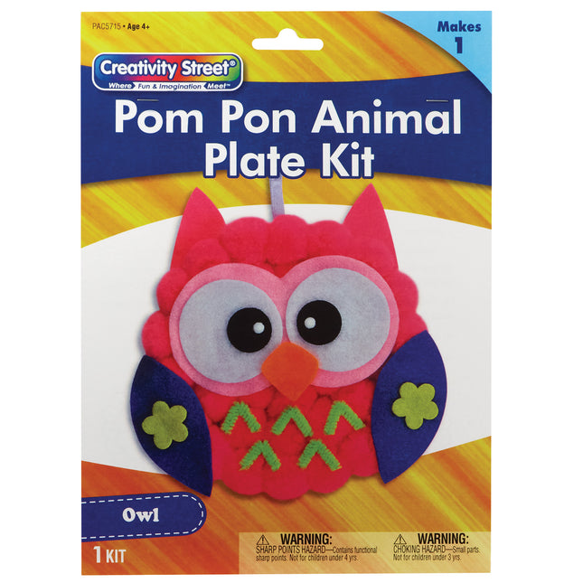 Pom Pon Animal Plate Kit, Owl, 1 Kit