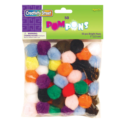 Pom Pons, Bright Hues, 50 Pieces