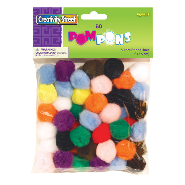 Pom Pons, Bright Hues, 50 Pieces