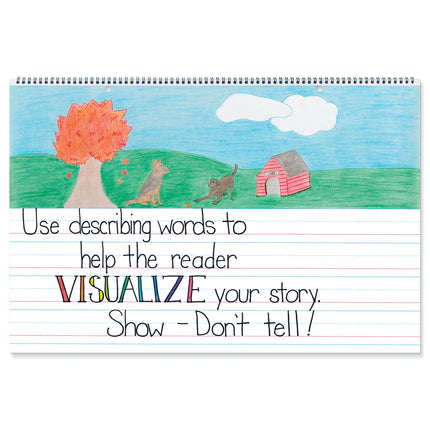 Picture Story Chart Tablet, White, Ruled Long, 1-1/2" Ruled, 24" x 16", 25 Sheets