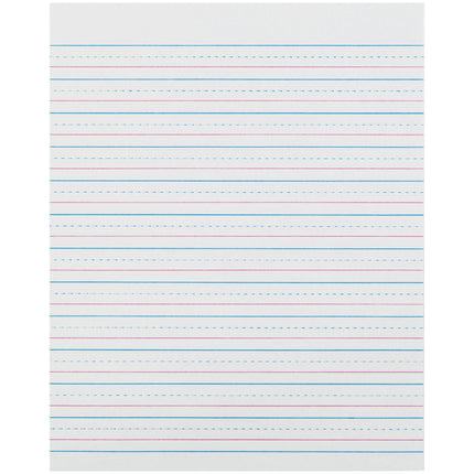 Sulphite Handwriting Paper, Dotted Midline, Grade 2, 1/2" x 1/4" x 1/4" Ruled Short, 8" x 10-1/2", 500 Sheets