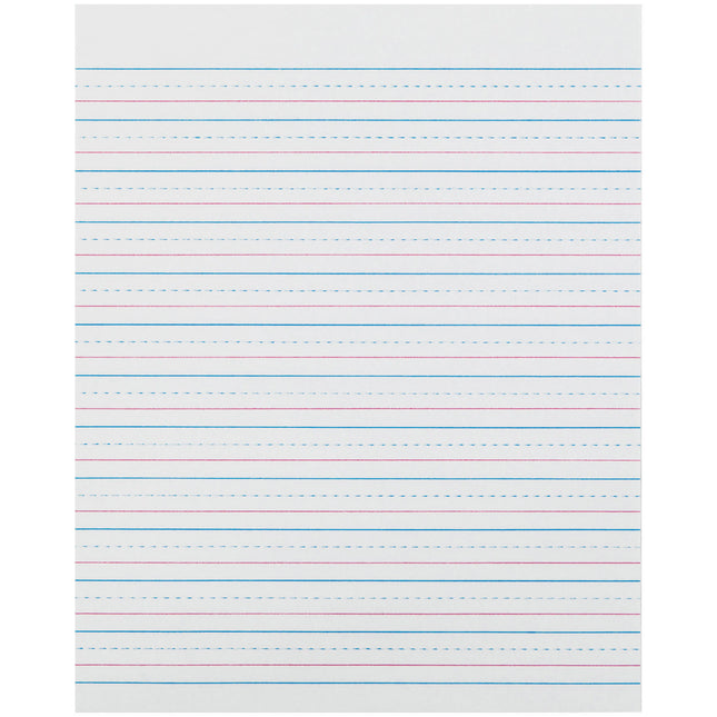 Sulphite Handwriting Paper, Dotted Midline, Grade 2, 1/2" x 1/4" x 1/4" Ruled Short, 8" x 10-1/2", 500 Sheets