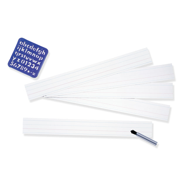 Zaner-Bloser™ Sentence Strips, White, 1-1/2 in x 3/4 in x 3/4 in ruled 3" x 24", 100 Strips