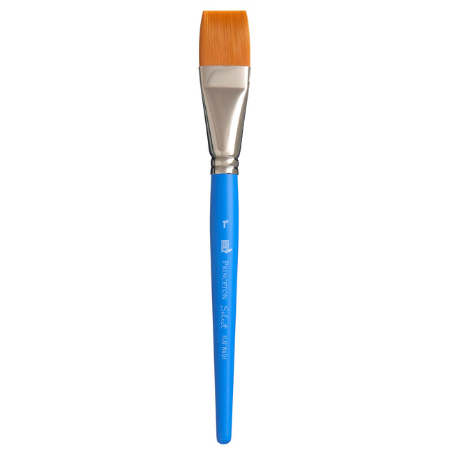 Select Flat Wash Brush Size 1in Series 3750 Short Blue Handle