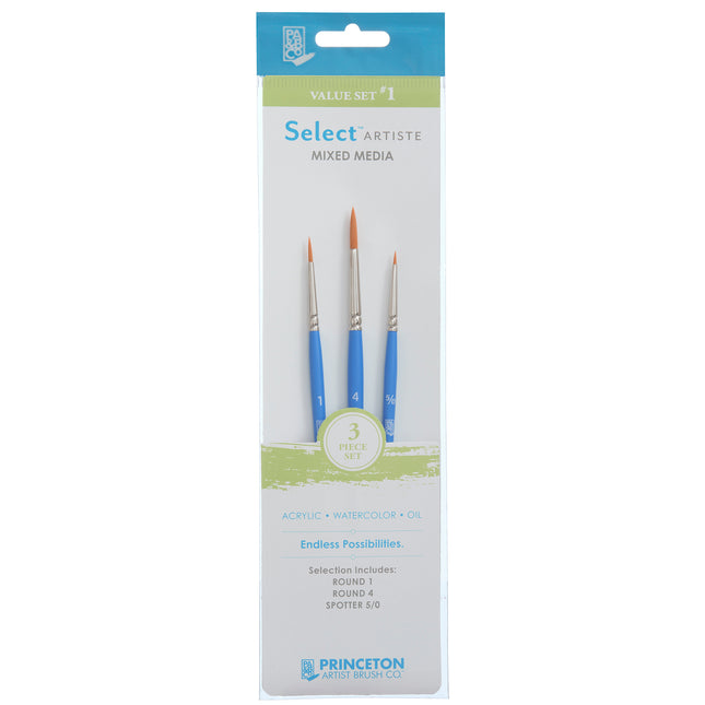 Select Artiste Brush Set 1 3ct Series 3750 Short Blue Handle