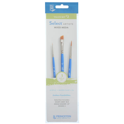 Select Artiste Brush Set 2 3ct Series 3750 Short Blue Handle