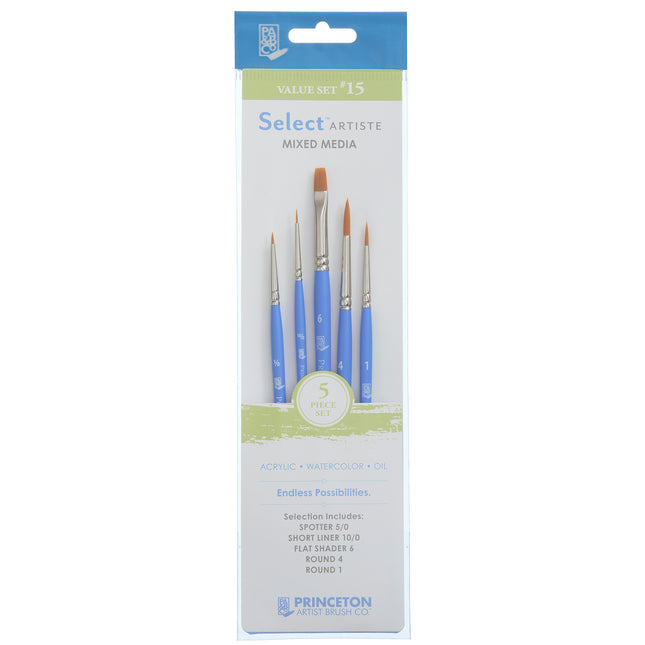 Select Artiste Brush Set 15 5ct Series 3750 Short Blue Handle