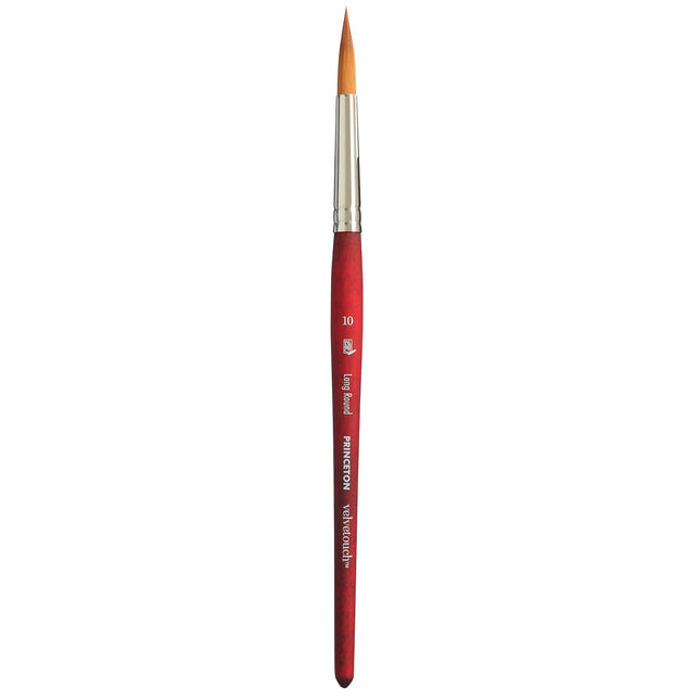 Velvetouch Long Round Brush Size 10 Series 3950 Short Scarlet Handle