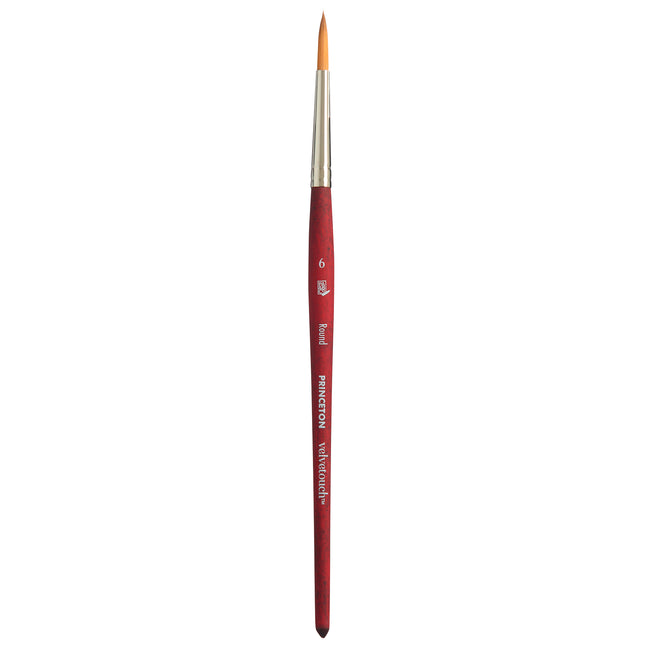 Velvetouch Round Brush Size 6 Series 3950 Short Scarlet Handle