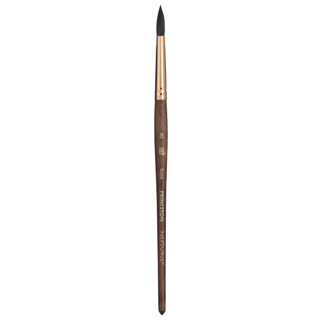 Neptune Round Brush Size 8 Series 4750 Short Dark Wood Handle