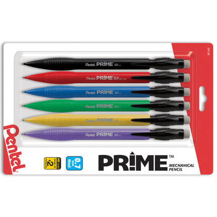 Prime Mechanical Pencil 6pk 0.7mm Assorted Colors