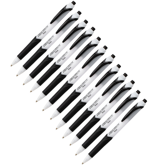 GlideWrite Ballpoint Pen with TechniFlo Ink, Medium Line, Black, 1 Dozen