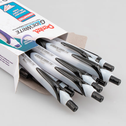 GlideWrite Ballpoint Pen with TechniFlo Ink, Medium Line, Black, 1 Dozen