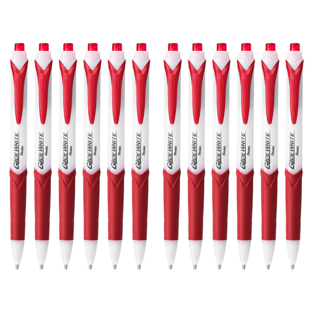 GlideWrite Ballpoint Pen with TechniFlo Ink, Medium Line, Red, 1 Dozen