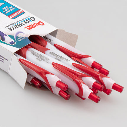 GlideWrite Ballpoint Pen with TechniFlo Ink, Medium Line, Red, 1 Dozen