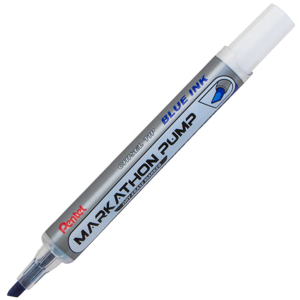 Markathon Pump Dry Erase Marker, Chisel Tip, Blue Ink, 1 Dozen