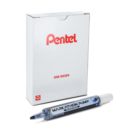 Markathon Pump Dry Erase Marker, Chisel Tip, Blue Ink, 1 Dozen